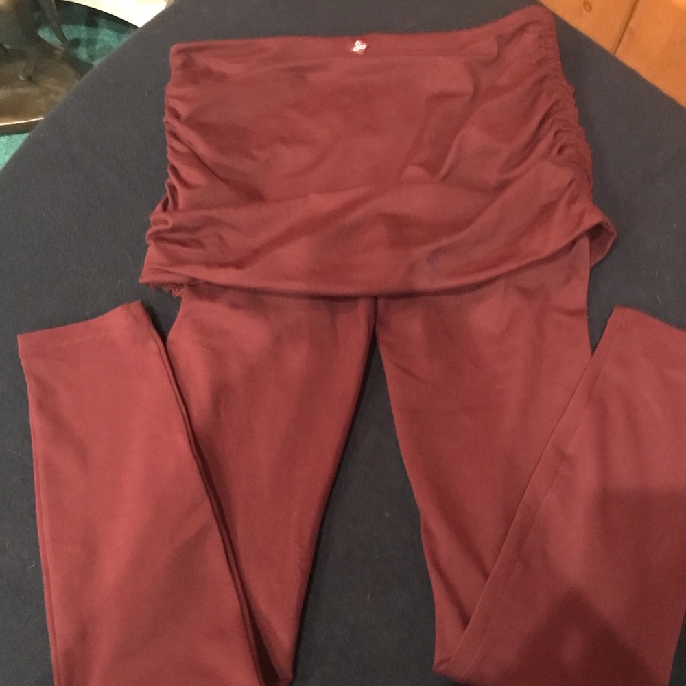 Prana full length yoga pants with attached skirt